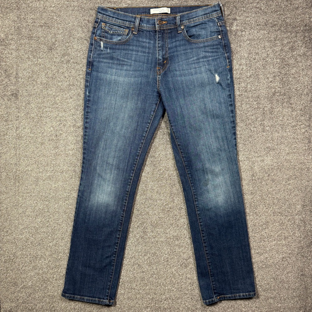 Levis 505 Straight Leg Jeans Womens 10M Medium Wash Blue Stretch Distressed